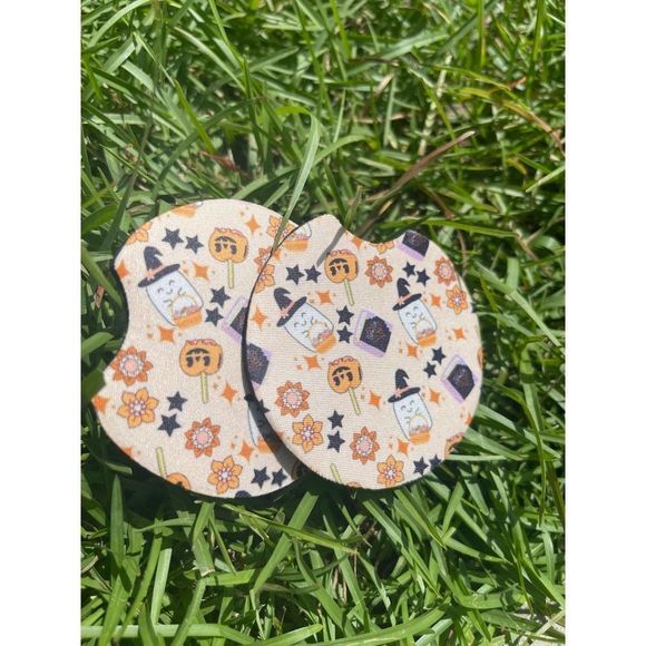 Cute Spooky Vibes Neoprene Car Coasters 2 Pack - Picture 2 of 7